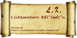 Lichtenstern Kálmán névjegykártya