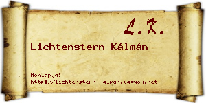 Lichtenstern Kálmán névjegykártya